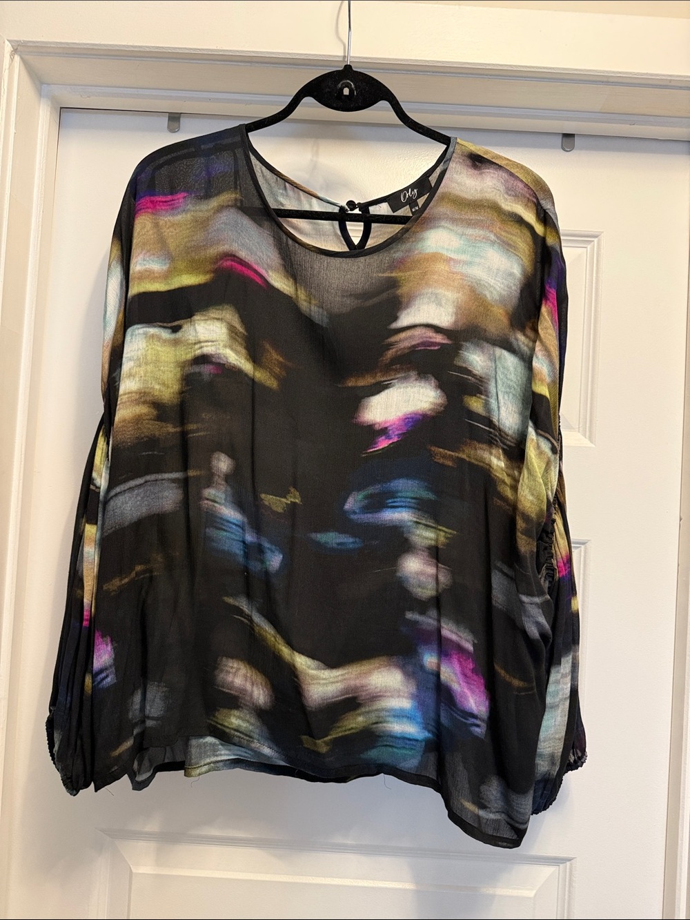 Orly Abstract Print Long-Sleeve Blouse - Black/Multi